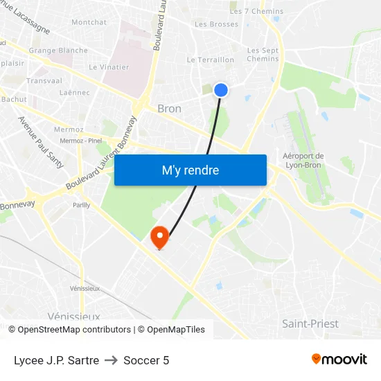 Lycee J.P. Sartre to Soccer 5 map