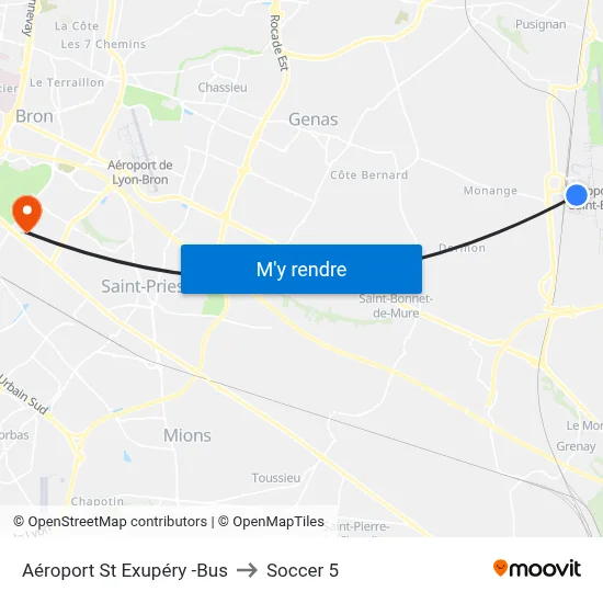 Aéroport St Exupéry -Bus to Soccer 5 map