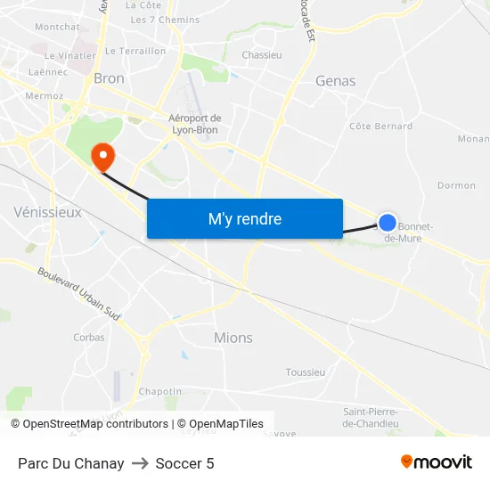 Parc Du Chanay to Soccer 5 map