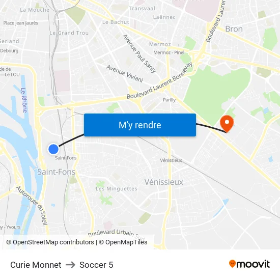 Curie Monnet to Soccer 5 map