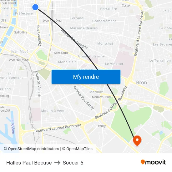 Halles Paul Bocuse to Soccer 5 map