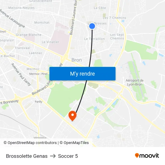Brossolette Genas to Soccer 5 map