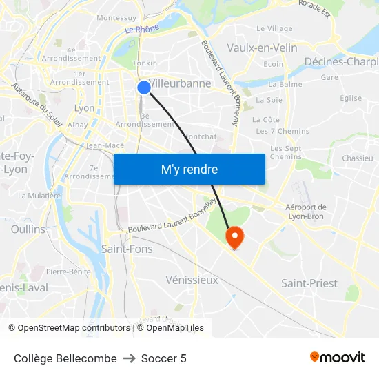 Collège Bellecombe to Soccer 5 map