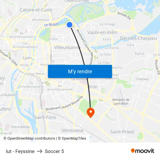 Iut - Feyssine to Soccer 5 map
