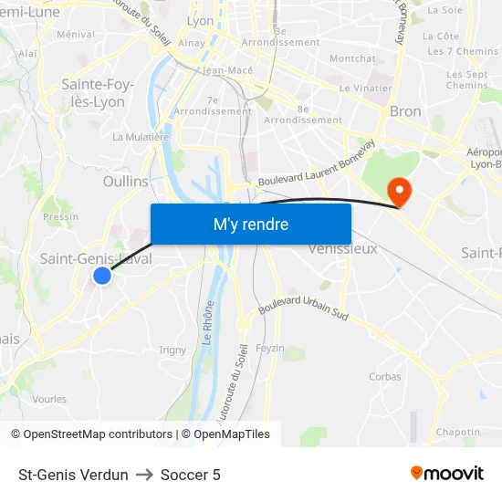 St-Genis Verdun to Soccer 5 map