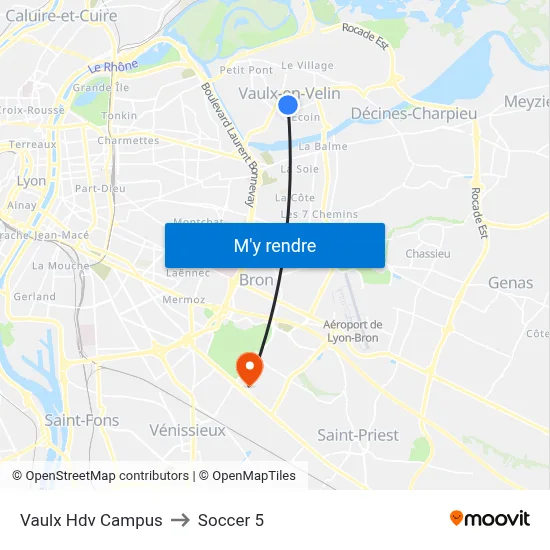 Vaulx Hdv Campus to Soccer 5 map