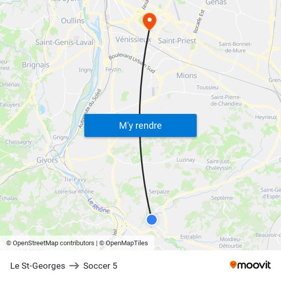 Le St-Georges to Soccer 5 map