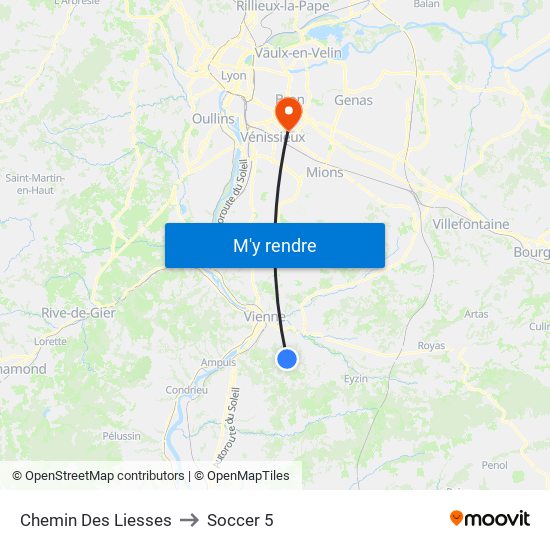 Chemin Des Liesses to Soccer 5 map