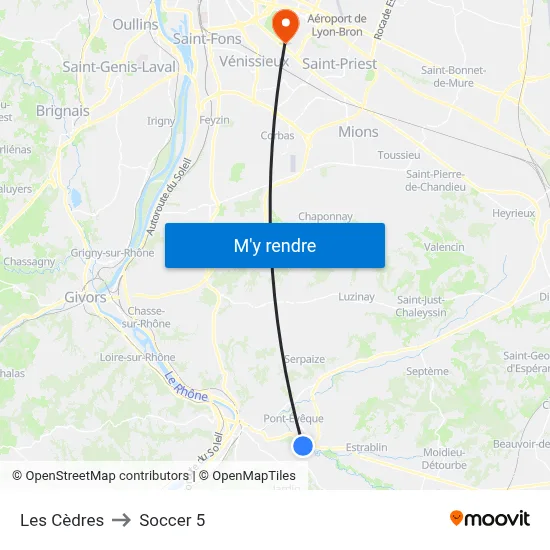 Les Cèdres to Soccer 5 map