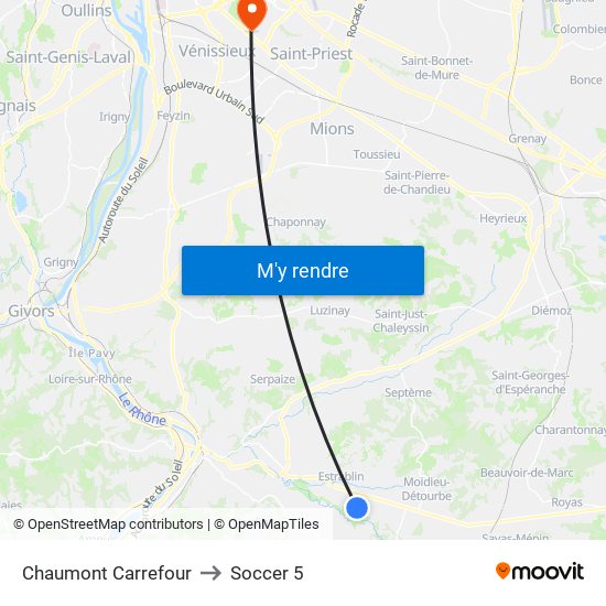 Chaumont Carrefour to Soccer 5 map