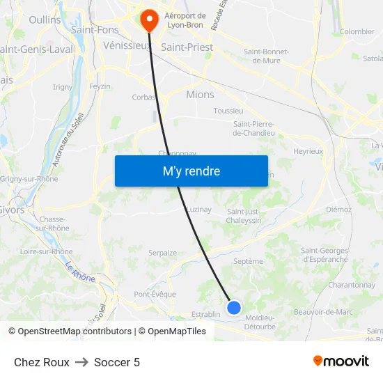 Chez Roux to Soccer 5 map