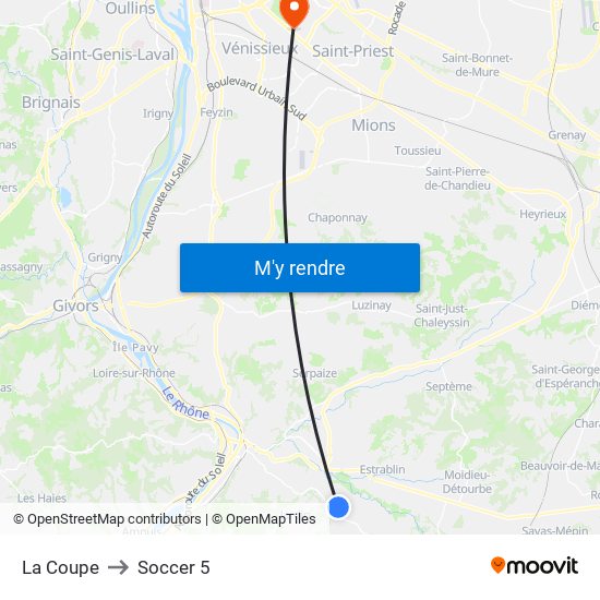 La Coupe to Soccer 5 map