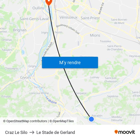 Craz Le Silo to Le Stade de Gerland map