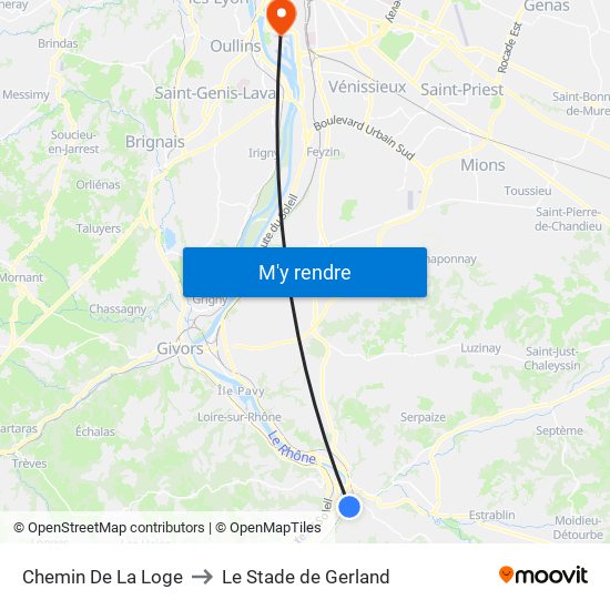 Chemin De La Loge to Le Stade de Gerland map
