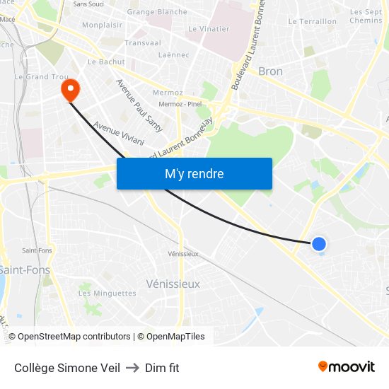 Collège Simone Veil to Dim fit map