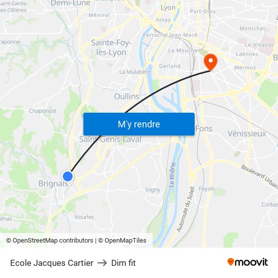 Ecole Jacques Cartier to Dim fit map