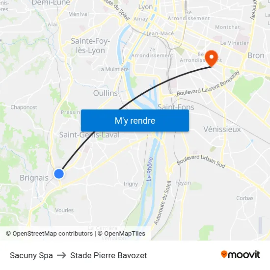 Sacuny Spa to Stade Pierre Bavozet map