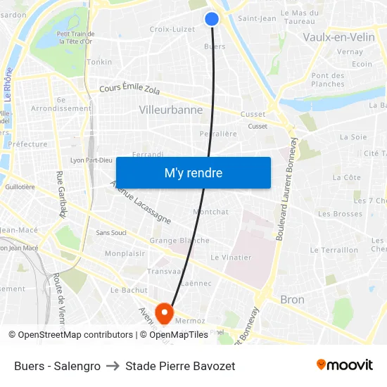 Buers - Salengro to Stade Pierre Bavozet map
