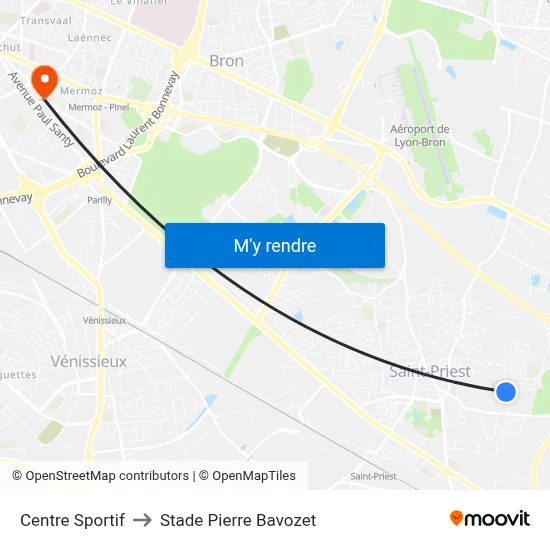 Centre Sportif to Stade Pierre Bavozet map