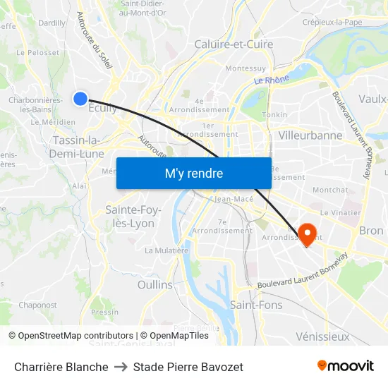 Charrière Blanche to Stade Pierre Bavozet map