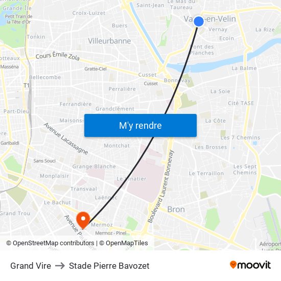 Grand Vire to Stade Pierre Bavozet map