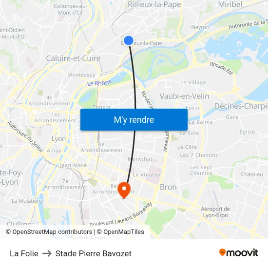 La Folie to Stade Pierre Bavozet map