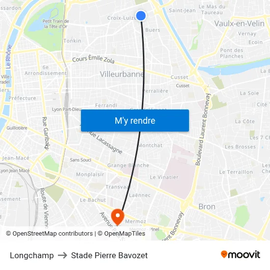 Longchamp to Stade Pierre Bavozet map