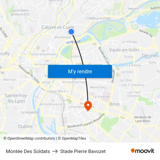 Montée Des Soldats to Stade Pierre Bavozet map