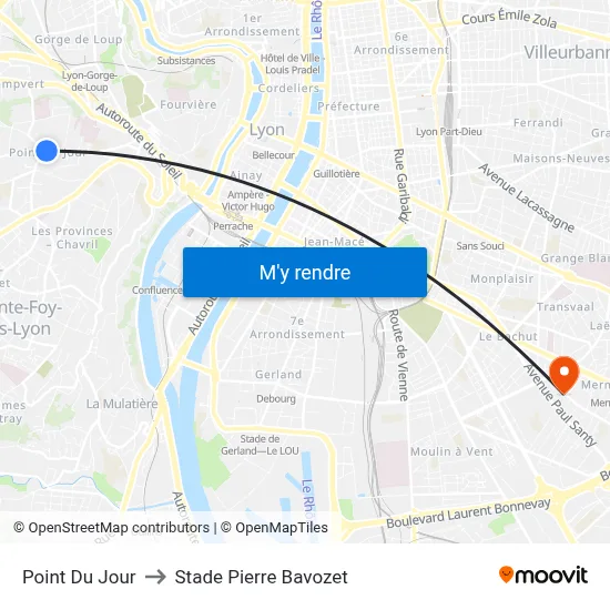 Point Du Jour to Stade Pierre Bavozet map