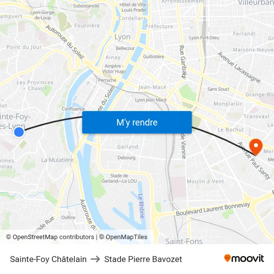 Sainte-Foy Châtelain to Stade Pierre Bavozet map