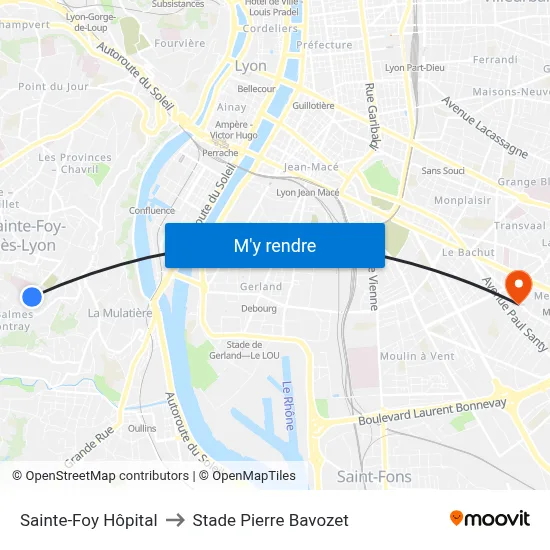 Sainte-Foy Hôpital to Stade Pierre Bavozet map