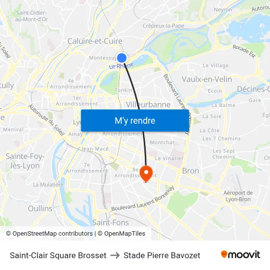Saint-Clair Square Brosset to Stade Pierre Bavozet map