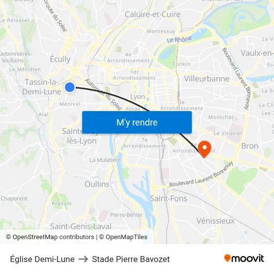 Église Demi-Lune to Stade Pierre Bavozet map