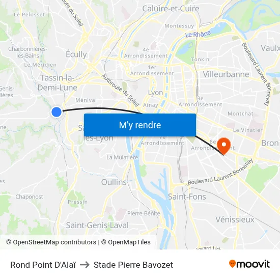Rond Point D'Alaï to Stade Pierre Bavozet map