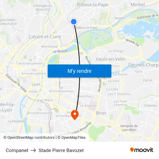 Companet to Stade Pierre Bavozet map