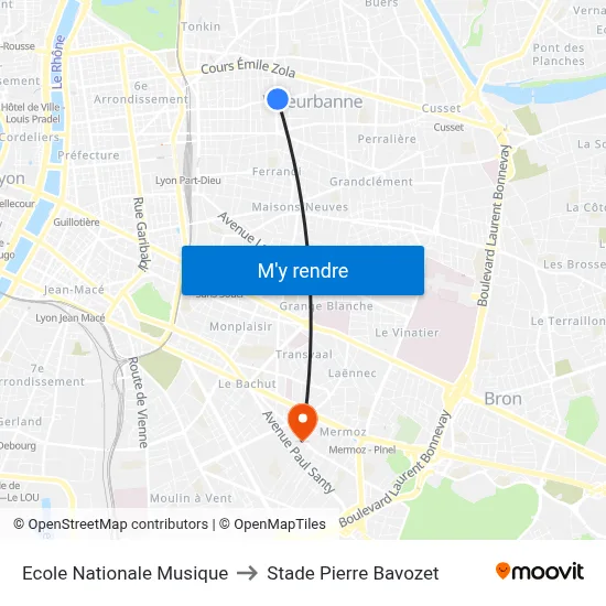 Ecole Nationale Musique to Stade Pierre Bavozet map