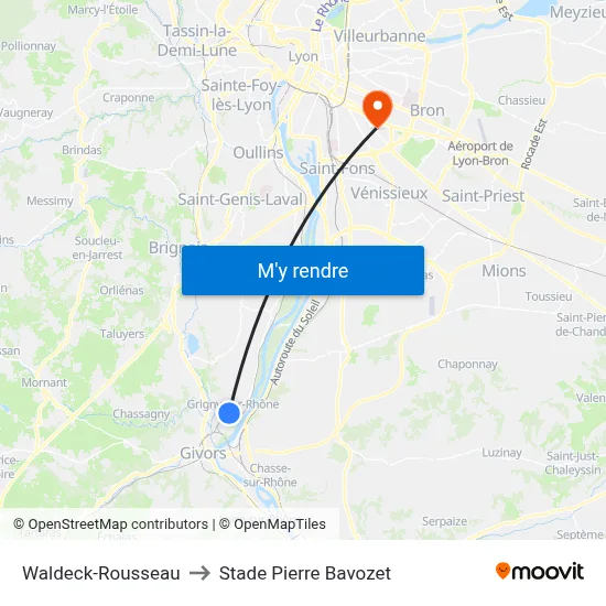 Waldeck-Rousseau to Stade Pierre Bavozet map