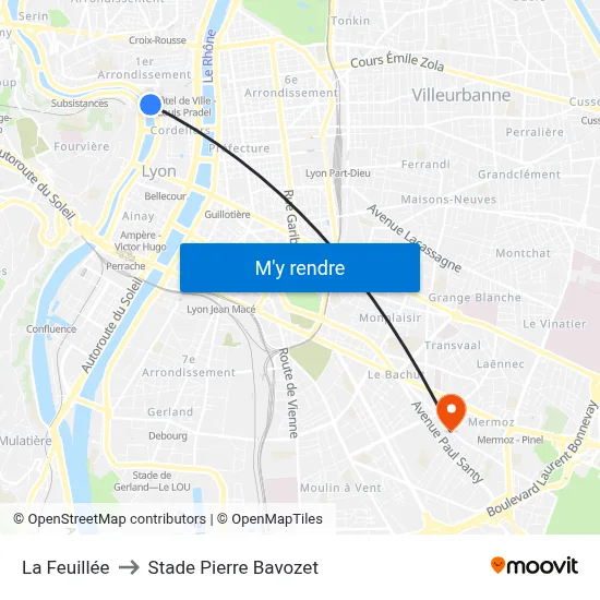 La Feuillée to Stade Pierre Bavozet map