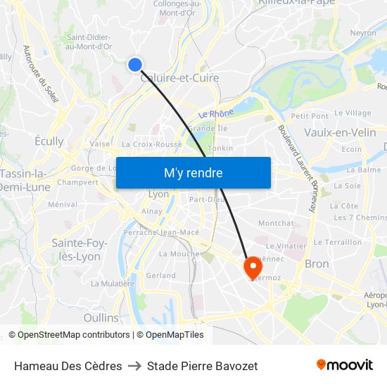 Hameau Des Cèdres to Stade Pierre Bavozet map