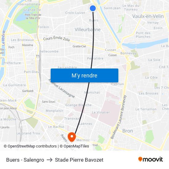 Buers - Salengro to Stade Pierre Bavozet map