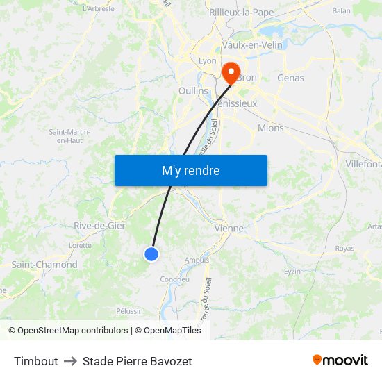 Timbout to Stade Pierre Bavozet map