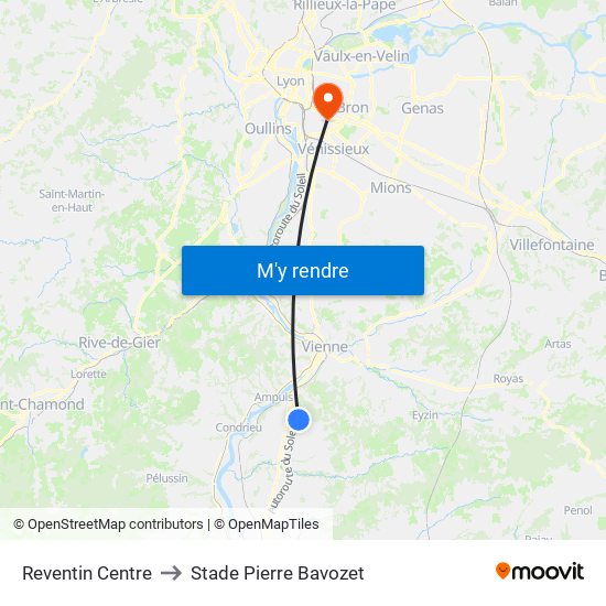 Reventin Centre to Stade Pierre Bavozet map