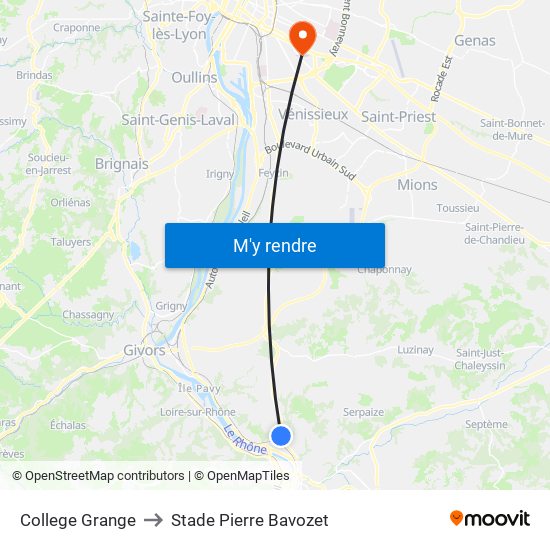 College Grange to Stade Pierre Bavozet map