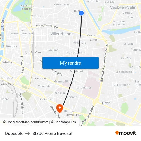 Dupeuble to Stade Pierre Bavozet map