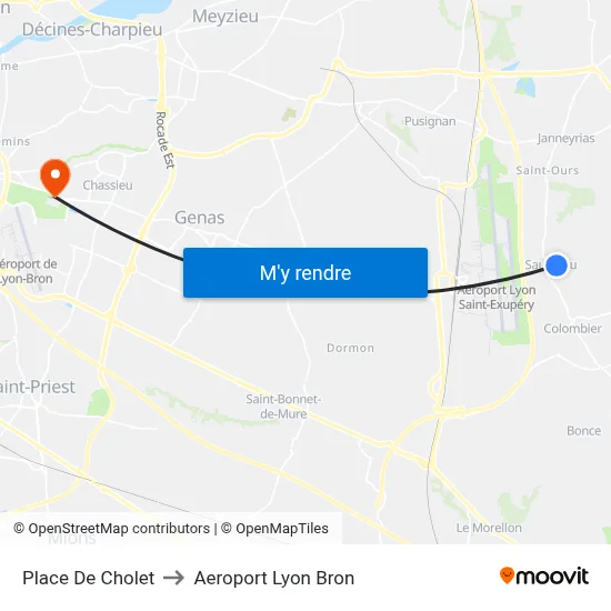 Place De Cholet to Aeroport Lyon Bron map