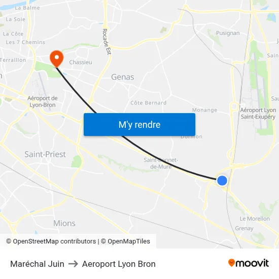 Maréchal Juin to Aeroport Lyon Bron map