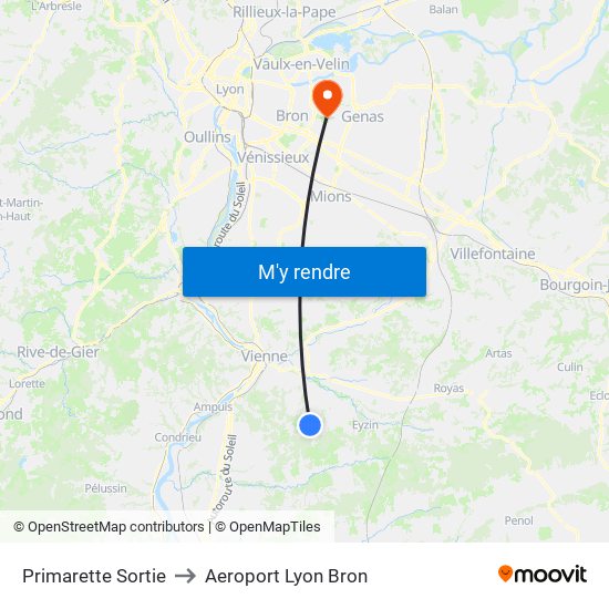 Primarette Sortie to Aeroport Lyon Bron map