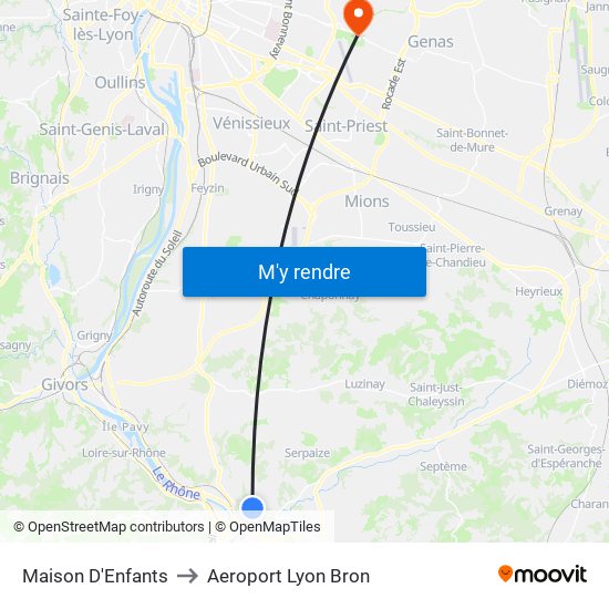 Maison D'Enfants to Aeroport Lyon Bron map