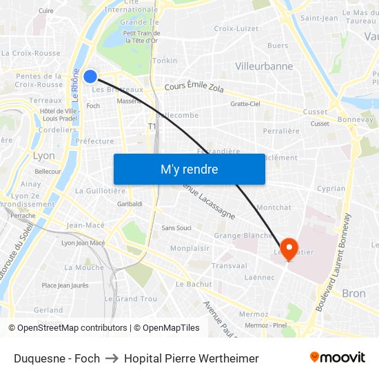 Duquesne - Foch to Hopital Pierre Wertheimer map