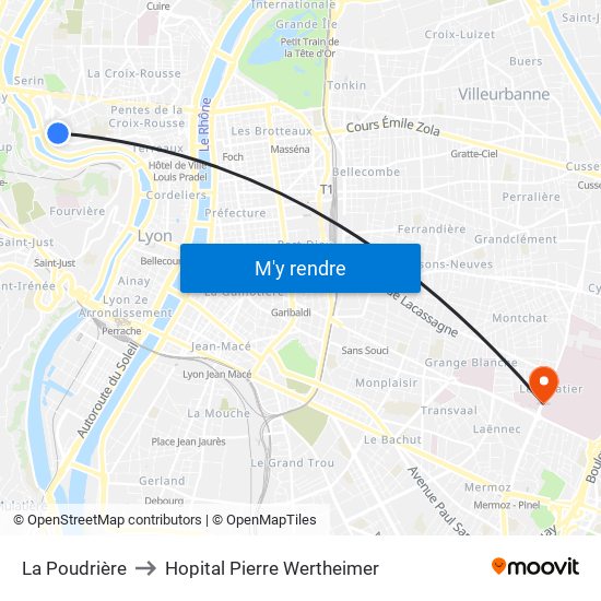 La Poudrière to Hopital Pierre Wertheimer map